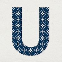 Shippo letter u Japanese psd blue pattern typography