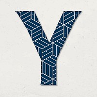 Letter y Japanese geometric vector blue pattern typography