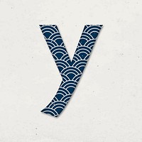 Seigaiha letter y Japanese vector blue pattern typography