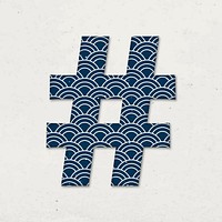 Vector hashtag japanese inspired pattern typography