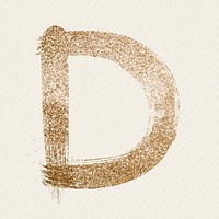 Gold d letter glitter psd brush typeface