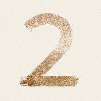 Gold glitter 2 number psd brush stroke font