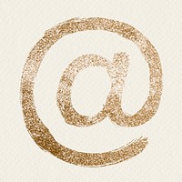 Gold at symbol painted psd glitter font