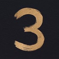 Brushed gold number 3 psd typeface