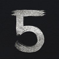 Silver glitter 5 number psd brush stroke font