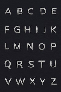 Silver glitter alphabet set psd brush stroke font