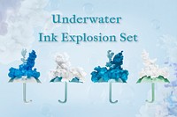 Underwater ink explosion umbrella pattern set