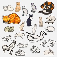 Retro cat psd vintage logo collection