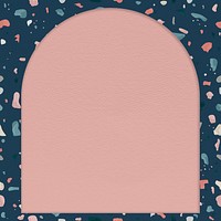 Blue terrazzo frame with pink background