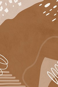 Brown background with abstract memphis illustrations in earth tone