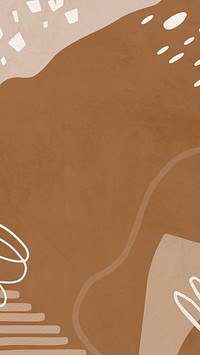 Brown background psd with abstract memphis illustrations in earth tone