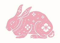 Year of rabbit psd pink Chinese horoscope animal sticker