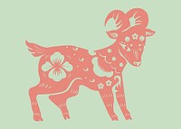 Chinese New Year goat psd pink animal zodiac sign sticker