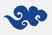 Oriental cloud blue psd cute journal sticker