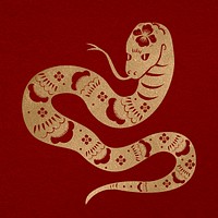 Chinese New Year snake gold animal zodiac sign illustration