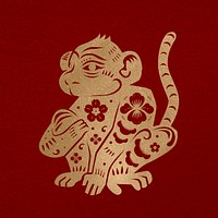 Monkey year gold traditional Chinese zodiac sign illustration