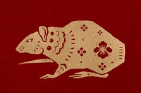 Year of rat vector gold Chinese horoscope animal sticker