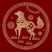 Chinese New Year horse badge gold animal zodiac sign