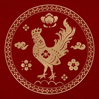 Rooster year golden badge traditional Chinese zodiac sign