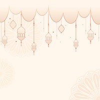 Pastel Eid Mubarak background decorated with lantern illustrations 