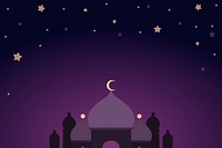 Purple mosque background with stars and crescent moon