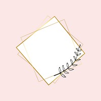 Gold square frame with simple flower drawing psd