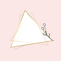 Gold triangle frame psd with simple flower drawing