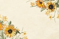 Floral border vector with watercolor sunflower vector