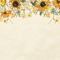 Floral background vector with watercolor sunflower