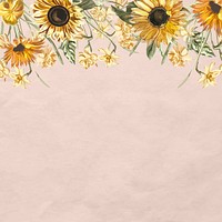 Floral pink background vector with watercolor sunflower