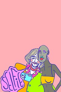 LGBTQ colorful background in pink with trans people illustration