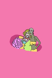 LGBTQ colorful background psd in pink with trans people illustration
