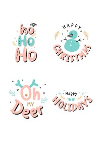 Christmas celebration doodle typography set