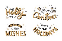 Christmas wishes gold cute typography collection
