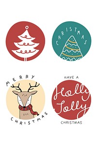 Christmas vector cute cartoon badge collection