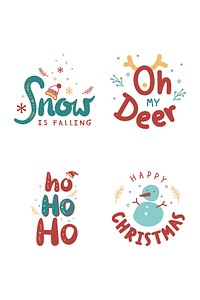 Cute Christmas greeting typography doodle set