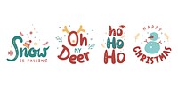Cute Christmas greeting typography doodle set