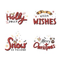 Christmas greeting vector social media sticker set