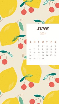 Calendar 2021 June with cute lemon background