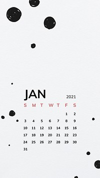 Calendar 2021 January printable template vector with black pattern