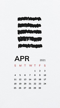 Calendar 2021 April printable with black pattern