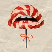 Cute lollipop lips closeup Valentine&rsquo;s day theme social media post