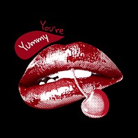 &lsquo;You&rsquo;re yummy&rsquo; red lips  biting cherry cute Valentine&rsquo;s day post