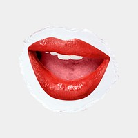 Playful red lips vector with teeth smiling closeup post