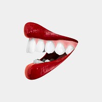 Red juicy lips vector on the side woman&rsquo;s smile design element