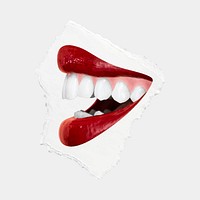 Red juicy lips vector on the side woman&rsquo;s smile design element