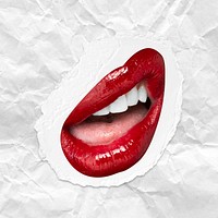 Woman&rsquo;s sneering red lips psd attitude expression design element