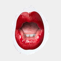 &#39;Ooh&#39; woman&rsquo;s red lips vector expression on gray background