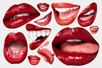 Flirty lips expression vector stickers for Valentine&rsquo;s day set