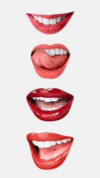 Flirty lips expression psd stickers for Valentine&rsquo;s day collection